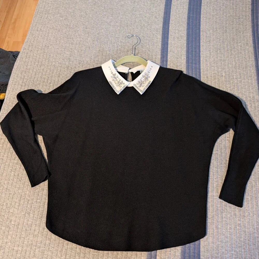 Sioni black jeweled sweater size M - Picture 1 of 12